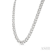 1/4 Ctw Single Cut Diamond Curb & Cuban Necklace in Sterling Silver